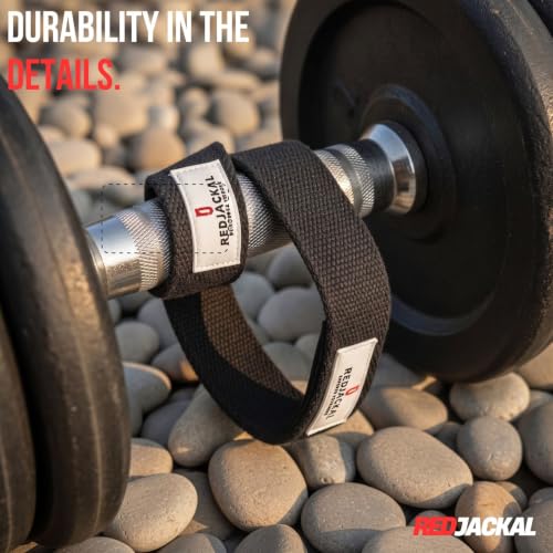 Image of REDJACKAL Single Loop Lifting Straps for Weightlifting - Heavy Duty Padded Cotton Deadlift Straps for Men & Women - Powerlifting, Bodybuilding & Gym Strength Training | 2 Pair Black
