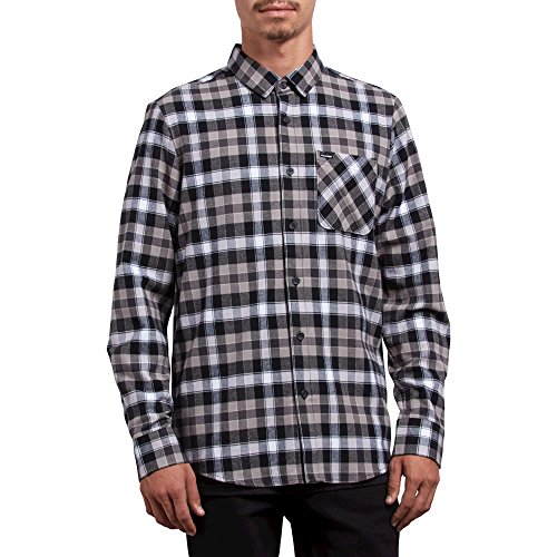 Image of Volcom Men's Caden Plaid Long Sleeve Flannel Shirt - Button-Front, Soft Brushed Cotton