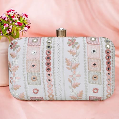 Image of LONGING TO BUY Hand Crafted Designer Box Clutch - Zari Embroidery For Women