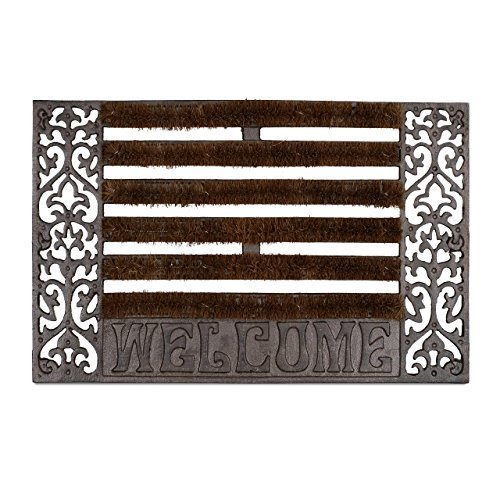 Relaxdays Door Mat Cast Iron Doormat with Bristles, Rectangular with