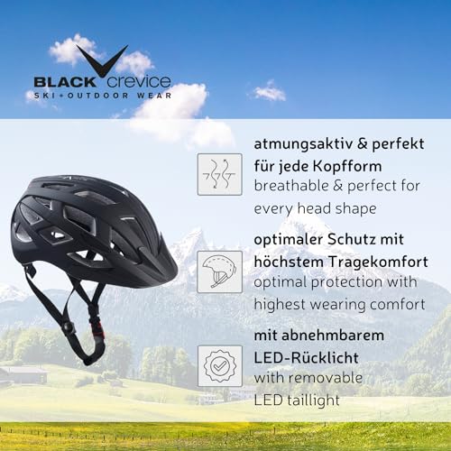 Casco de bicicleta unisex transpirable con luz trasera LED BLACK CREVICE 2