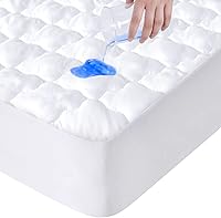 SpringspiritBedding Waterproof Full Size Mattress Protector Pad - Quilted, Breathable, Cooling Fitted Cover, Deep Pocket up to 14" White
