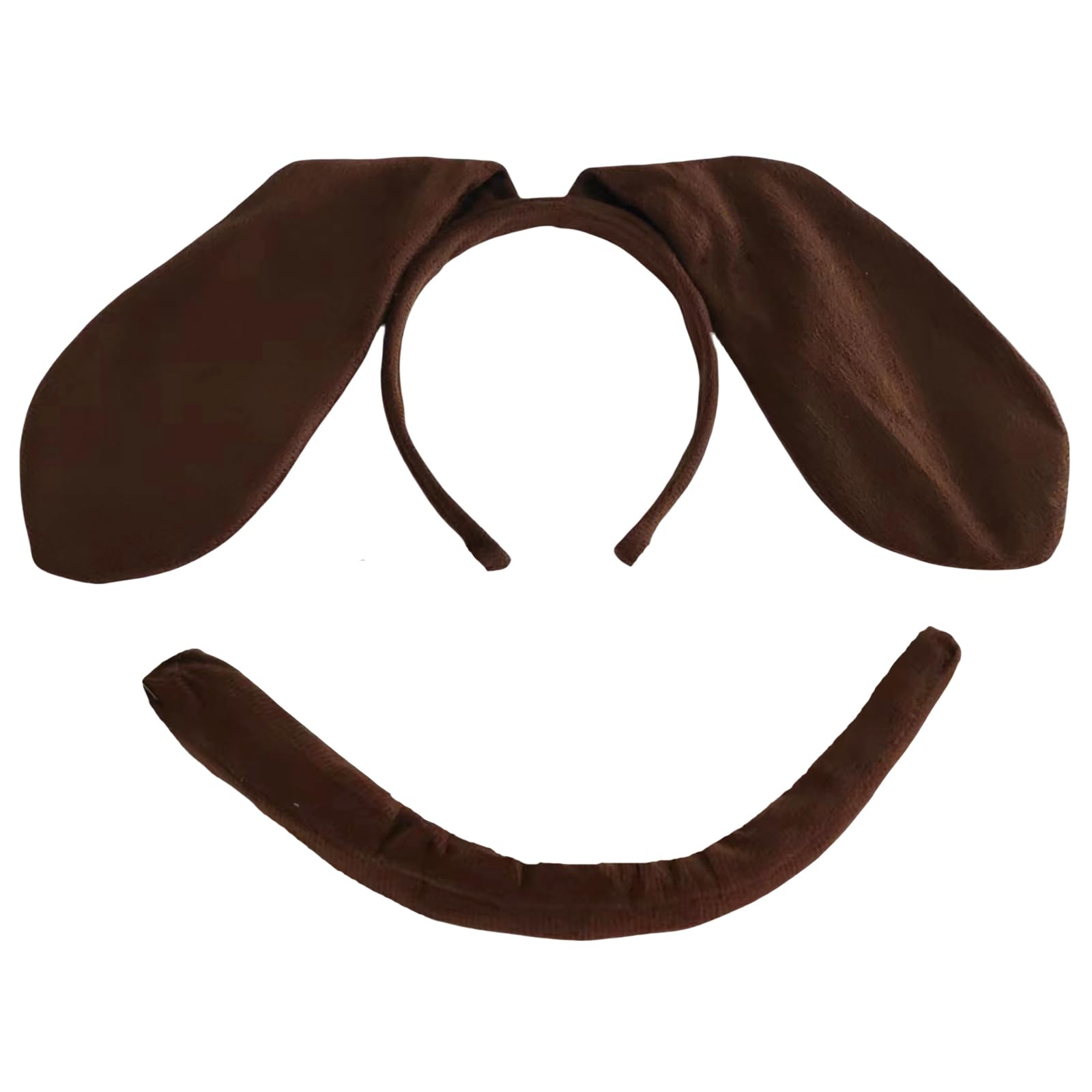 2-Piece Puppy Dog Ears and Tail Costume Accessory Set - Dachshund Ears Headband and Tail for Halloween, Dress-Up Parties, Cosplay, and Animal-Themed