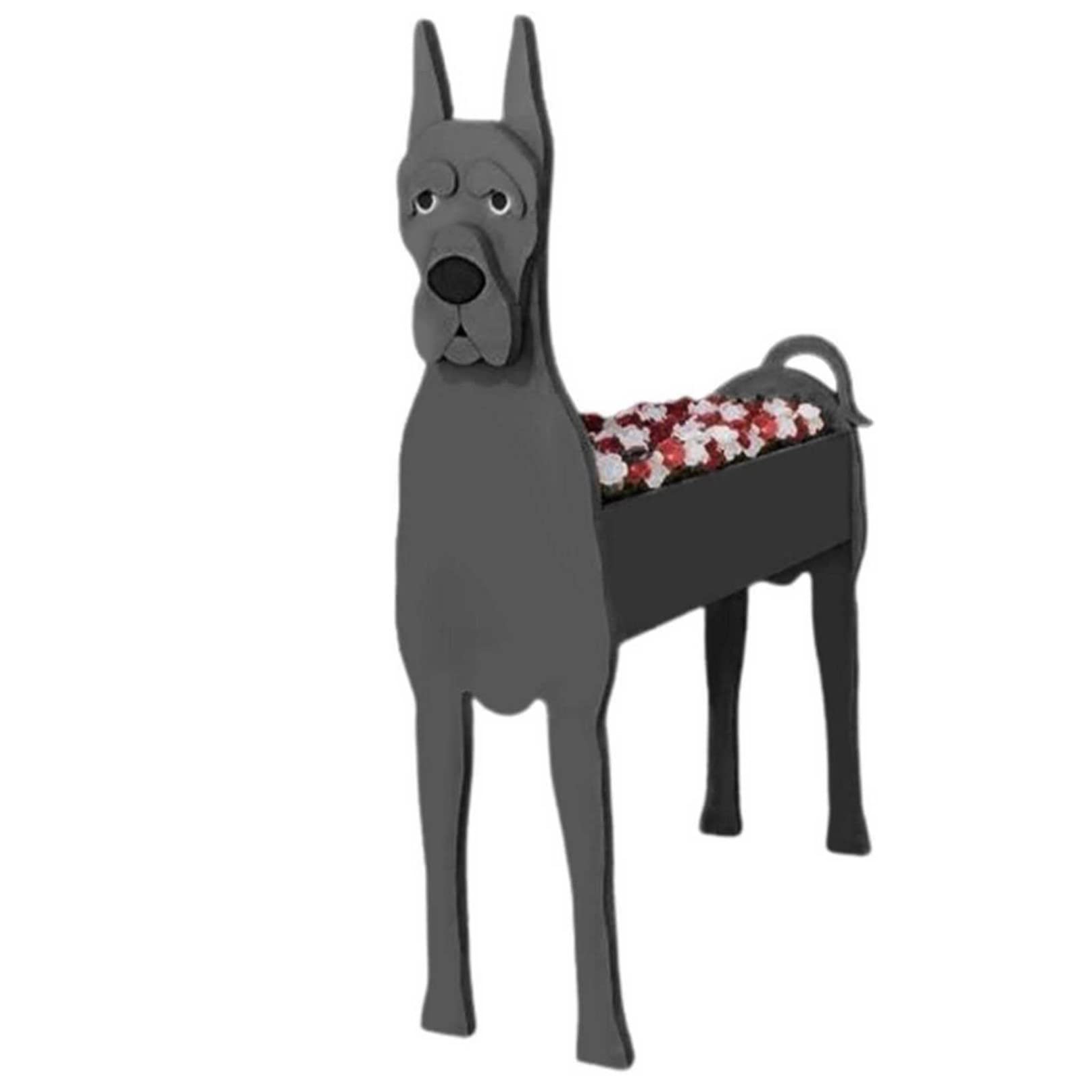 TTiiLoe Cute Dog Planter, Great Dane Plant Pots, PVC Herb Garden Flower Pots, Dog Cartoon Shaped Plant Container Holder, Gifts for Pet Lovers, 43x25cm/16.92x9.84in