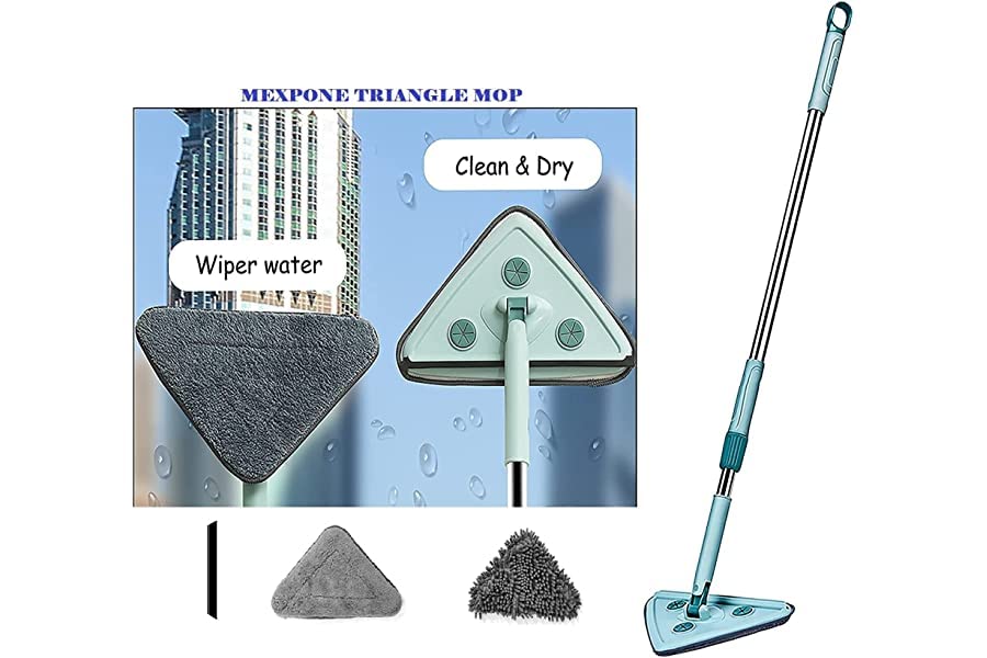 JIGSELL Triangle Cleaning Mop with Stainless Steel Long Handle Push-Pull Squeezing Cleaning Mop 360 Rotatable Adjustable Dry & Wet for Floor Windows Ceiling Clener mop [ Multicolor ] (B0C5JJMYB6) Amazon Price History, Amazon Price Tracker