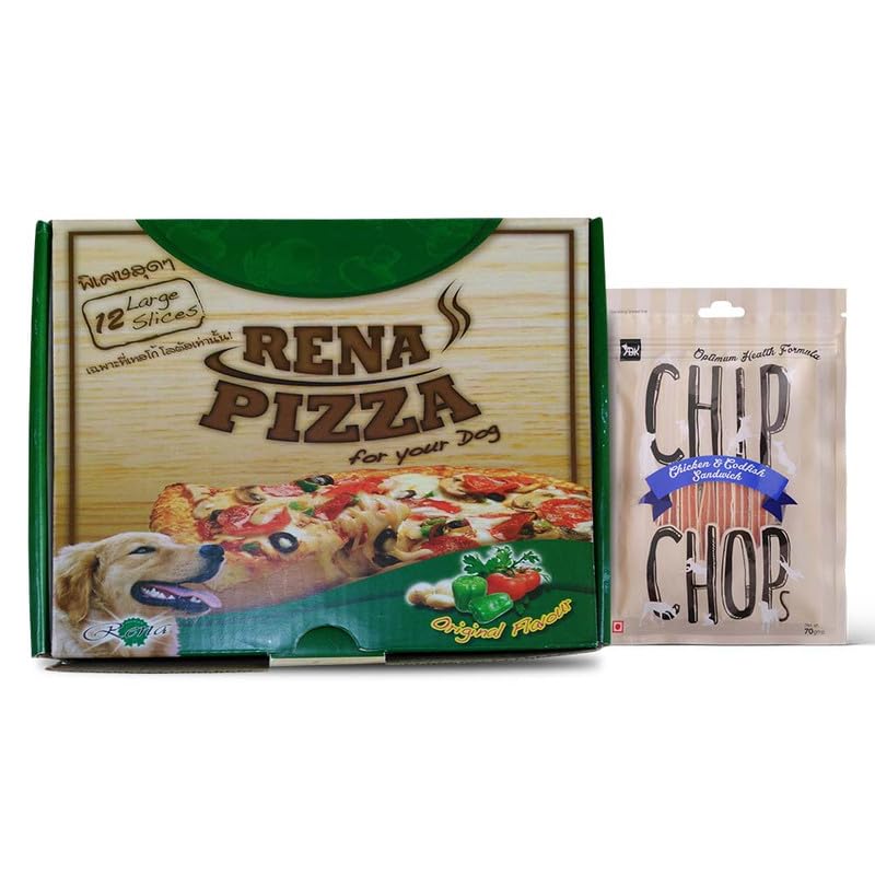 Combo of Rena Chicken & Cheese Flavoured Pizza Snacks for Dogs-12 Large Slice and Chip Chops Chicken & Codfish Sandwich Stick Dog Treats-70gm (B0CKHG48MT) Amazon Price History, Amazon Price Tracker