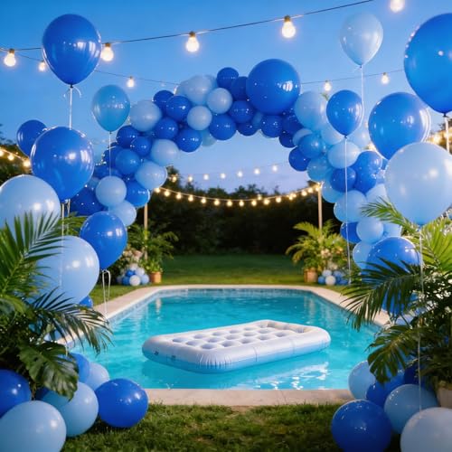 Image of Blue Balloons Blue Birthday Decorations - 100 Pack Balloon 12 inch for Birthday Graduation Baseball Nautical Retirement Bachelorette Patriotic Party Decorations