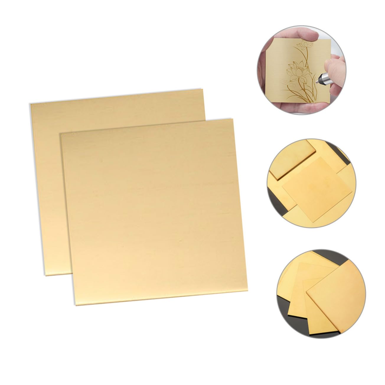 GANAZONO 2pcs Square Brass Sheet Plates for DIY Jewelry Crafting Metal Sheets for Jewelry Making Purple Copper Metal Plates for Sculpting
