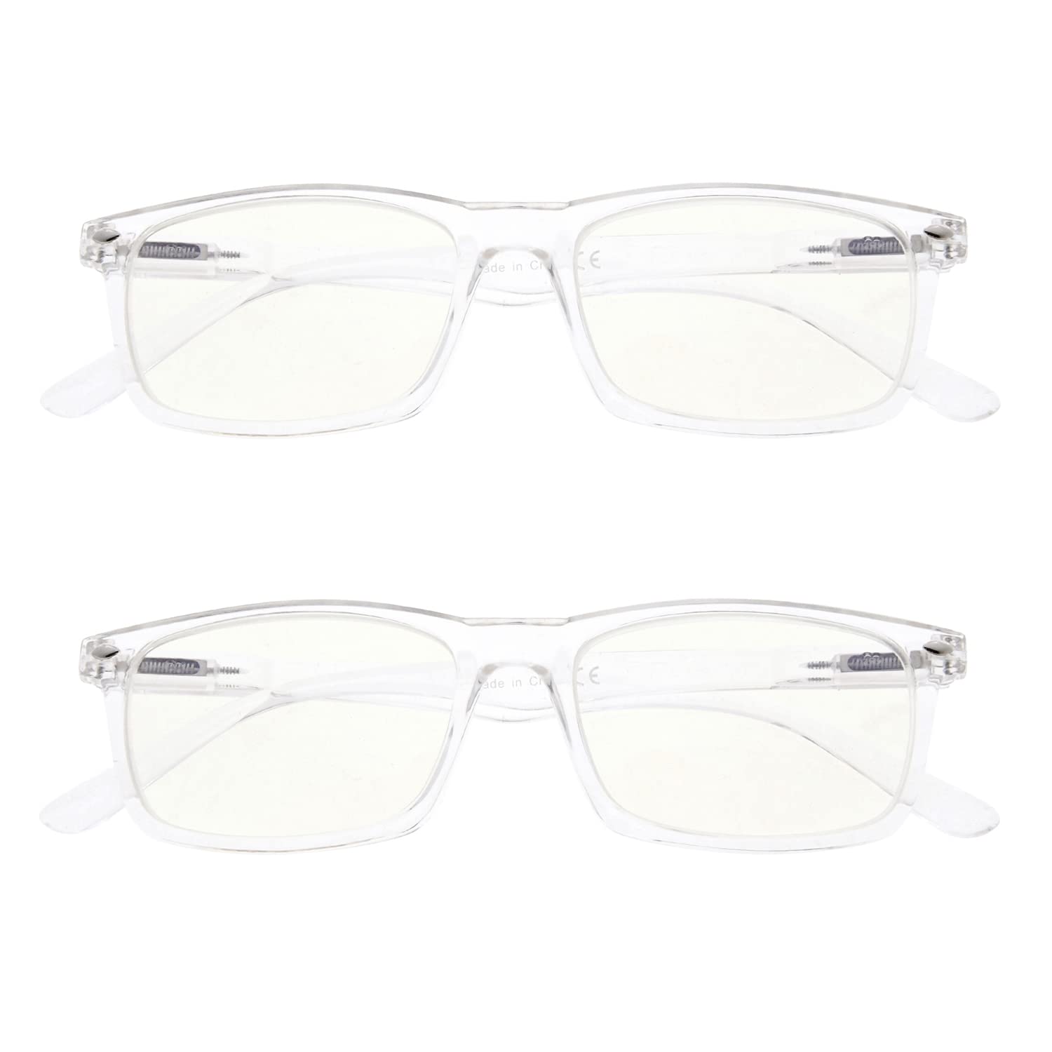 Eyekepper 2 Pack Computer Reading Glasses Blue Light Blocking Readers for Men Women, Transparent