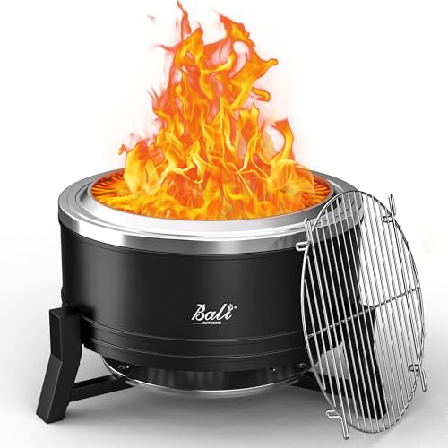 BALI OUTDOORS 22 inch Smokeless Firepit Outdoor, Outdoor Fire Pit Patio with Ash Pan, Portable Fire Pit Wood Burning