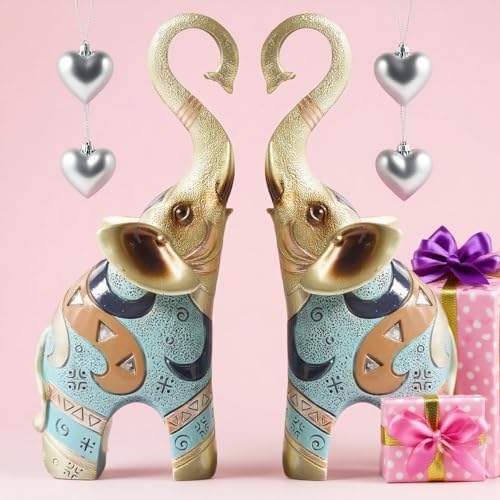 Estatuas de Elefantes Dorados para Decoración de Hogar, 8.46 Pulgadas, 2 Unidades miniatura 6