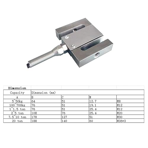 Miniatura 9 de Célula de carga de 440.9 lbs de tensión y compresión ATO, tipo S, medidor de tensión, fuerza de pesaje, sensor de célula de carga, 440.9 lbs para