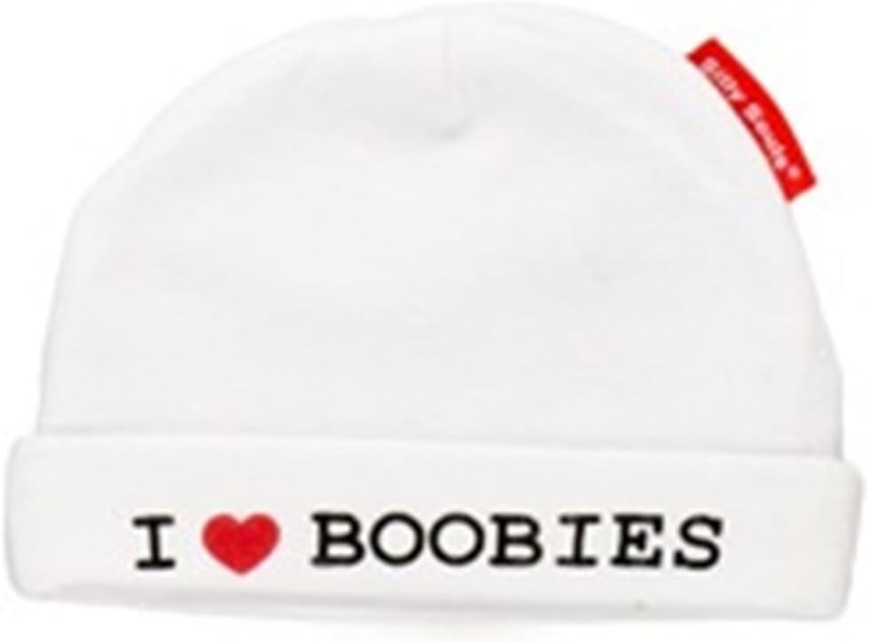 Silly Souls I Love Boobies Boy Baby Beanie White 6-12 Months