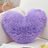 MOOWOO Plush Fluffy, Solid Color, Zipper Close Decorative Throw Pillow for Couch Sofa Bed (Purple)