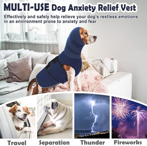 Hundeangstweste Hoodie - Hundemantel für Donner, Feuerwerk, Tierarztbesuche und Trennung - Warmer Hundemantel Reflektierende Hundeweste, Anti-Angst-Weste für Hunde mit hohem Kragen (XXL)