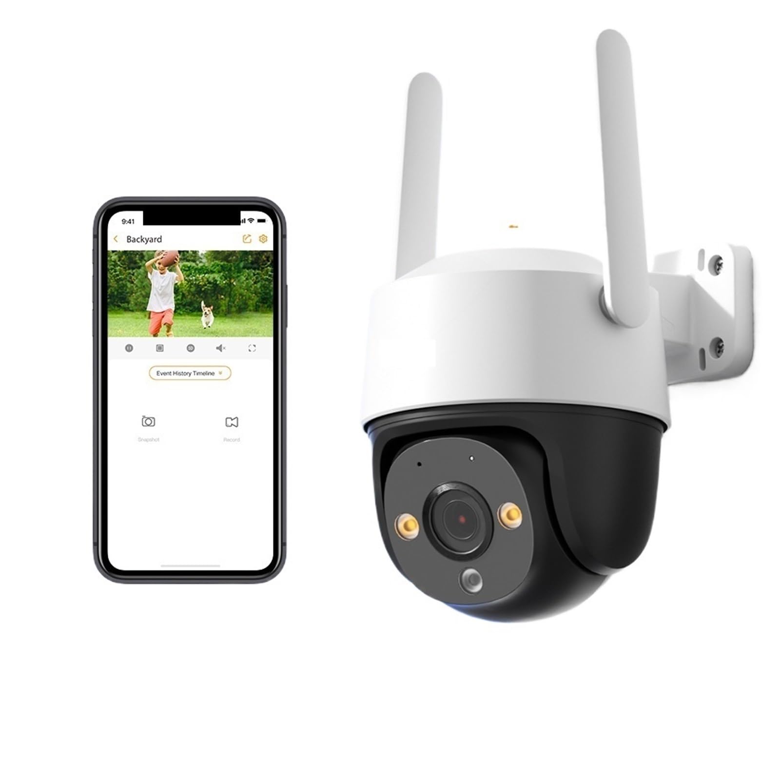 JVDDI Wifi 360° PTZ 1080P Outdoor Camera Colorful Night Vision Wi-Fi IP66 Human Detection IP Surveillance CCTV(Camera wifi)