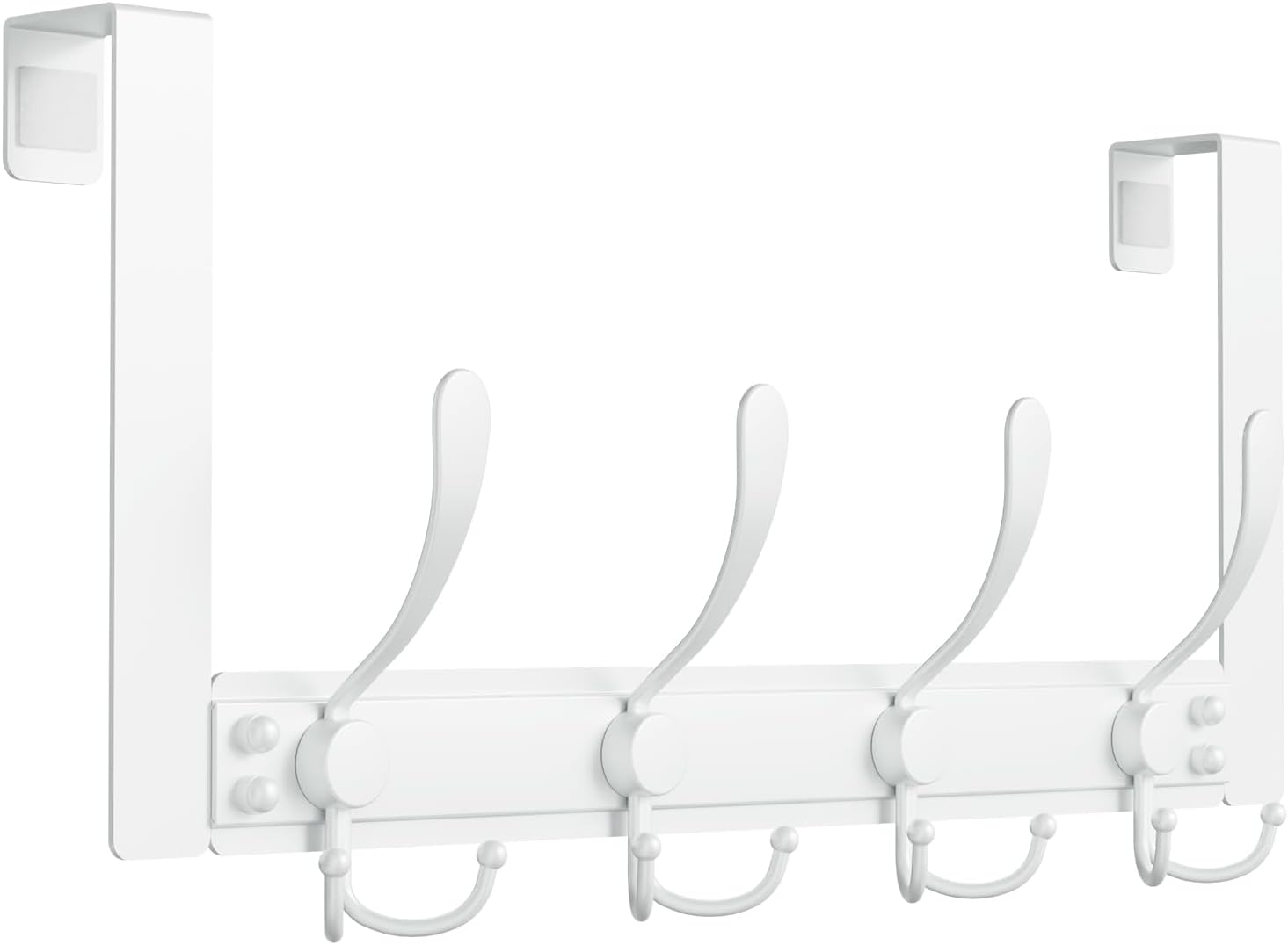 Heavy Duty Over The Door Towel Rack for Bathroom, White Door Towel Hanger | Hold 25lbs, Fits 1 3/8"& 1 3/4" Doors, Easy Assembly, Rust-Proof, for Bathroom Dorm, Door Hooks for Hanging Robes Bags Coats