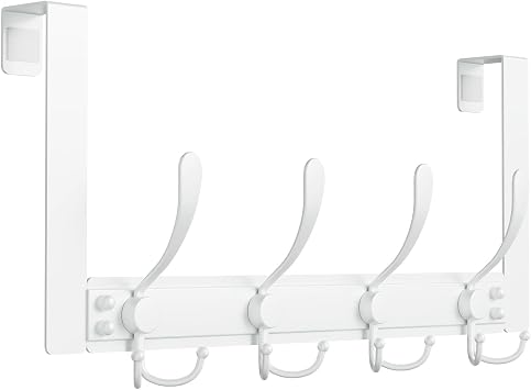 Heavy Duty Over The Door Towel Rack for Bathroom, White Door Towel Hanger