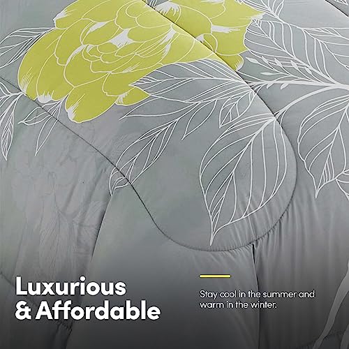 Sweet Home Collection 7 Piece Comforter Set Bag Solid Color All Season Soft Down Alternative Blanket & Luxurious Microfiber Bed Sheets, Florence, Full