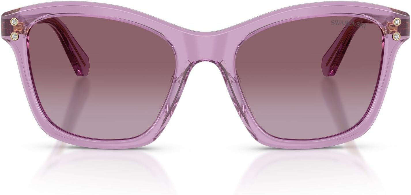 Swarovski Women's SK6063 Square Sunglasses, Transparent Amethyst/Violet Gradient, 54 mm