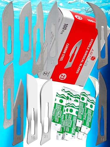 20 Series Sterile Scalpel Blades 100 Blades Per Box Individually Foil Wrapped Fits Scalpel Handle #4 - Artlab (#23)