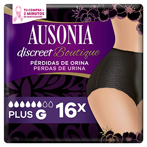 Ausonia Discreet Boutique Pants Compresas Incontinencia Mujer, 16 Unidades, Braguitas para Pérdidas de Orina - Talla G, Negro Cover