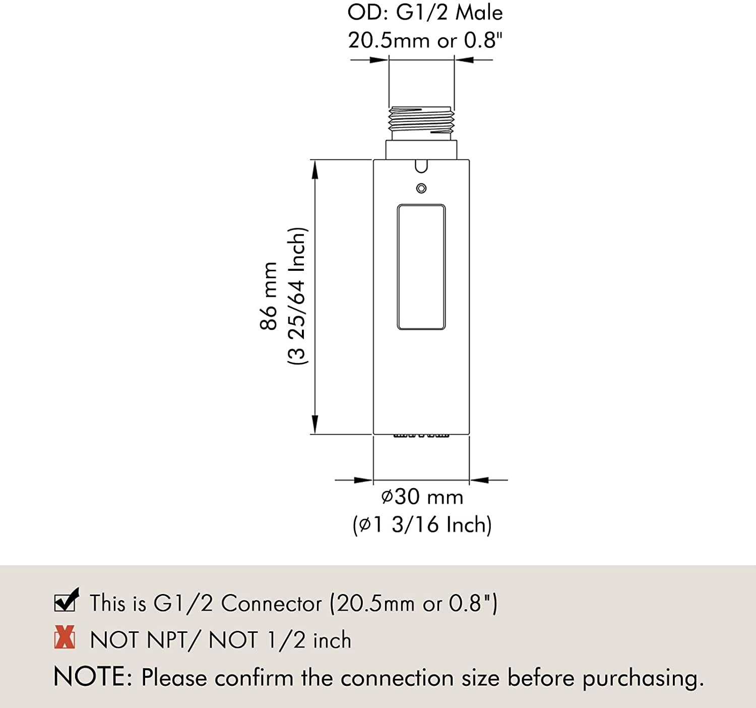 Cabezal de repuesto para grifo de cocina, forma de columna, 2 funciones, para fregadero de cocina o baño, compatible con conector G1/2 (macho), estándar general de EE. UU.