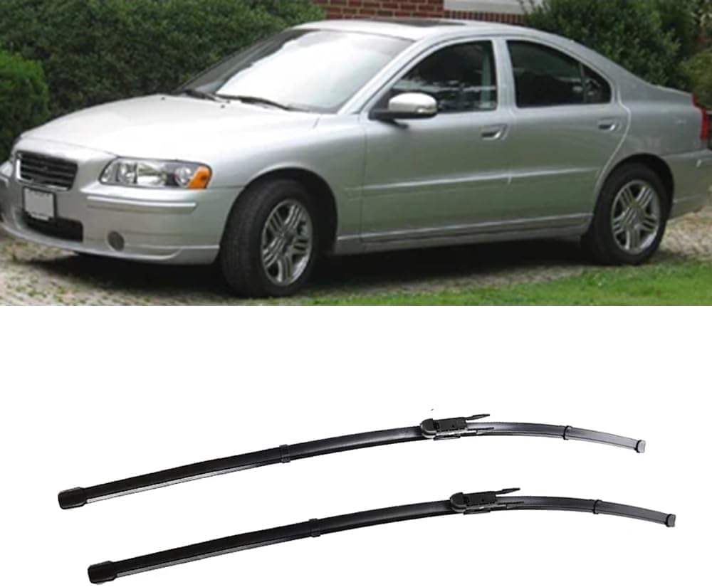 RESKIU Car Front Windshield Wiper Blade Set Replacement for Volvo S60 MK1 2004-2009, All Season Windscreen Wipers Quiet Easy Installation