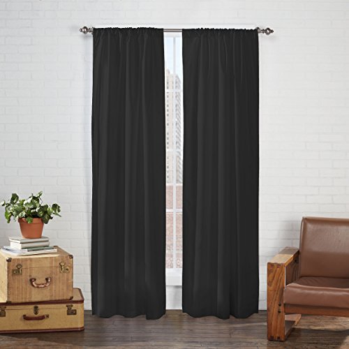Pairs to Go Eclipse Cadenza Cortinas Decorativas Modernas para Ventana con Bolsillo para Barra de Estar (2 Paneles), Poliéster, Negro, 40 in x 54 in