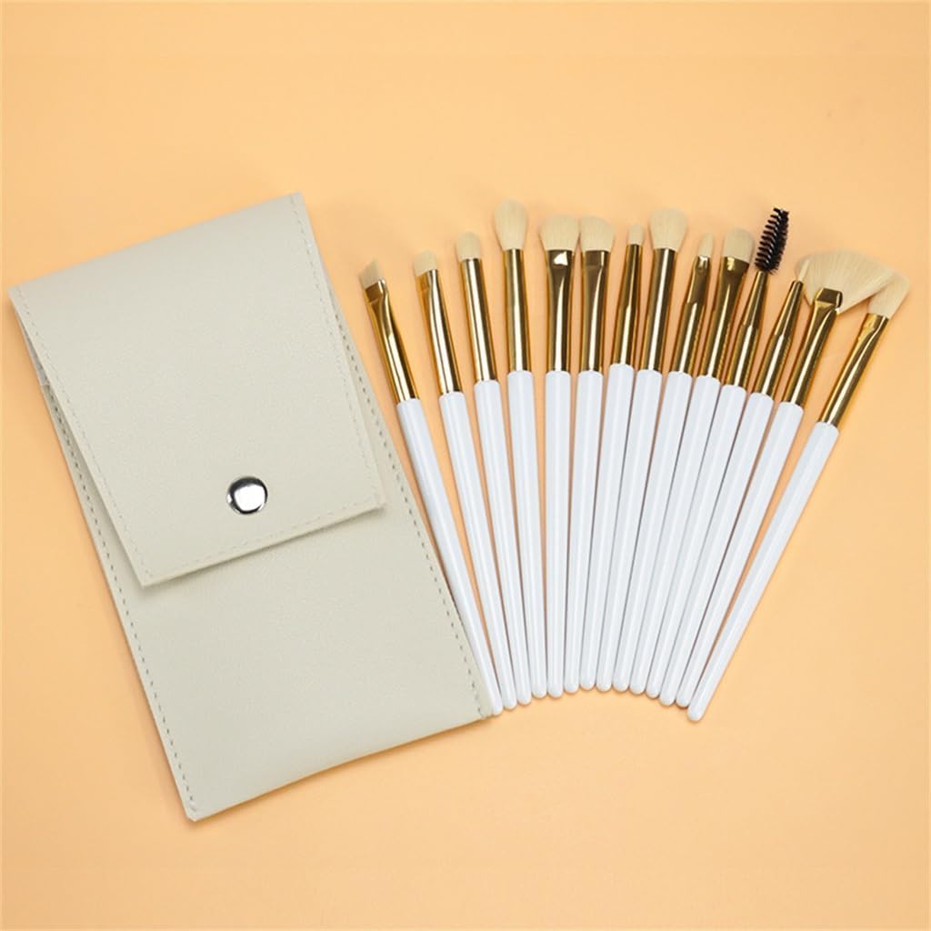 Set Completo di 14 Pennelli per Ombretto, Pennelli per Illuminare Gli Occhi E Pennelli per Accovacciarsi,D-18cm