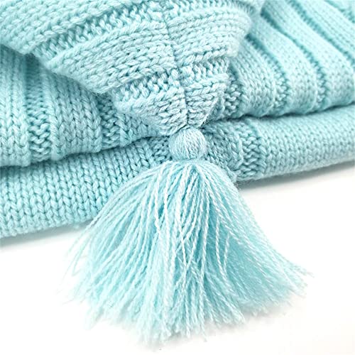 Image of XMWEALTHY Newborn Baby Wrap Swaddle Blanket Knit Wrap Blanket Bag Receiving Blankets Stroller Wrap for Baby Sky Blue 0-6 Month