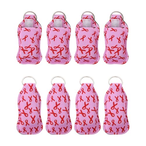 LALADEFIEE Portable Keychain Hand Sanitiser Bottles with Protective Silicone Sleeve 30ml Outdoor Refillable Empty Bottles Set of 8 for Hand Washing and Hygiene