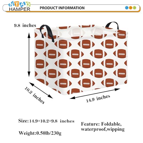 Image of NTAOHAMPER Rectangular Football Storage Basket Empty,Collapsible Gift Basket with Handles,Toys /Books Box,Room Decor(American Football)