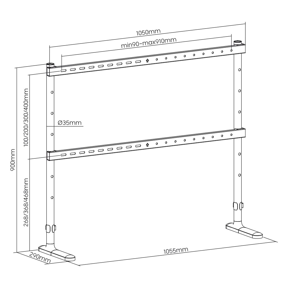 mywall Supporto TV HT27L, supporto TV per schermi 70-90 pollici, supporto per TV con effetto legno e cuscinetti antiscivolo, supporto universale per TV con carico fino a 60 kg