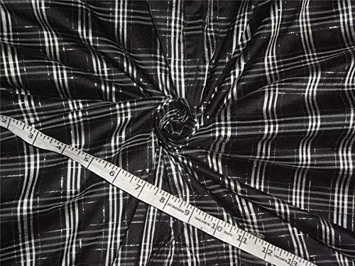Plaids Dupioni en soie tissu ameublement luxe noir argenté pour rideau et lit