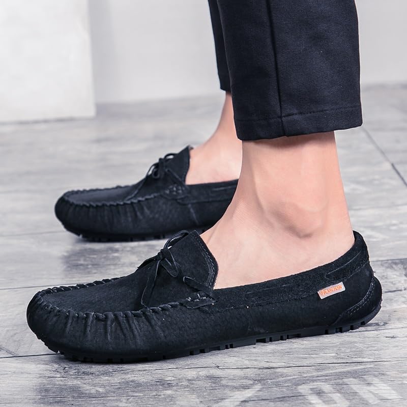 Mens Loafers Shoe Solid Color Suede Vamp Moccasins Boat Shoes Flat Heel Flexible Anti-Slip Walking Prom Slip On4