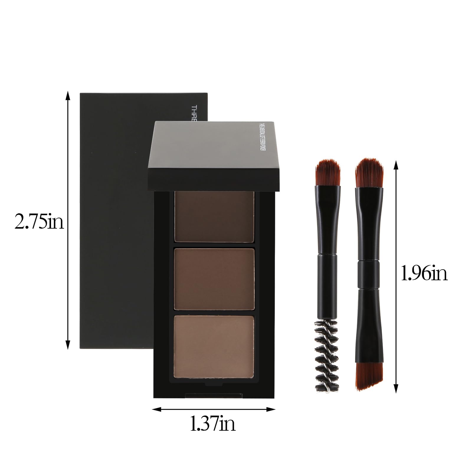 GEUUFEA 3 Colors Eyebrow Makeup Kit, Professional Brow Contour Palette, Waterproof Long-lasting Eyebrow Filler Powder with Mirror & Brow Brush