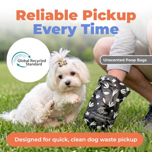 Image of Best Pet Supplies Poop Bags for Dogs, 50% Post-Consumer Recycled Content dog waste bags on rolls, fits all poop bag holders for leashes - Black, 150 Count, Unscented