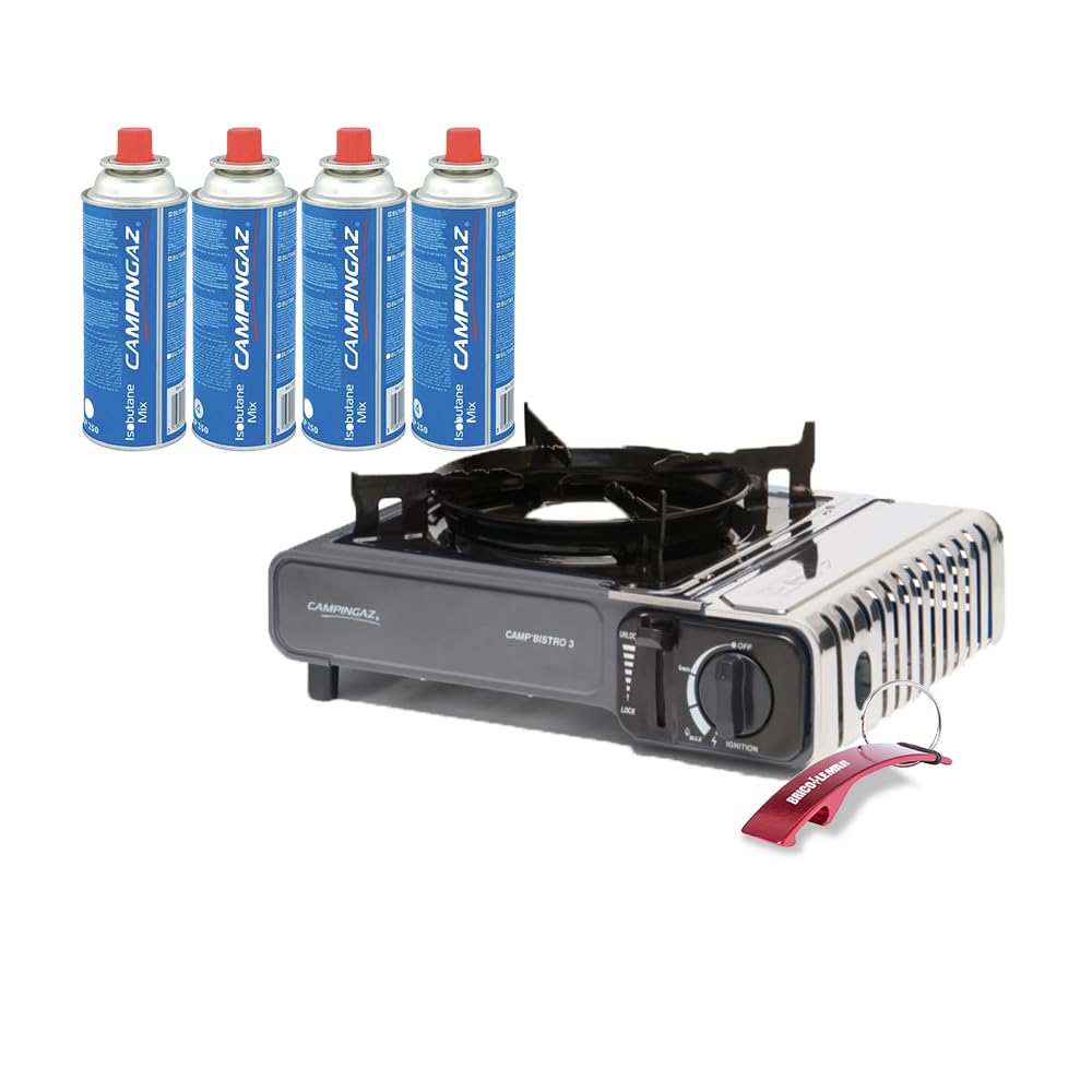 Hornillo de Camping Portátil 2200 W con Encendido Piezo – Cocina de Gas Butano Compacta para Camping, Camper y Emergencias, Compatible con Cartuchos CP250 y Maletín de Transporte