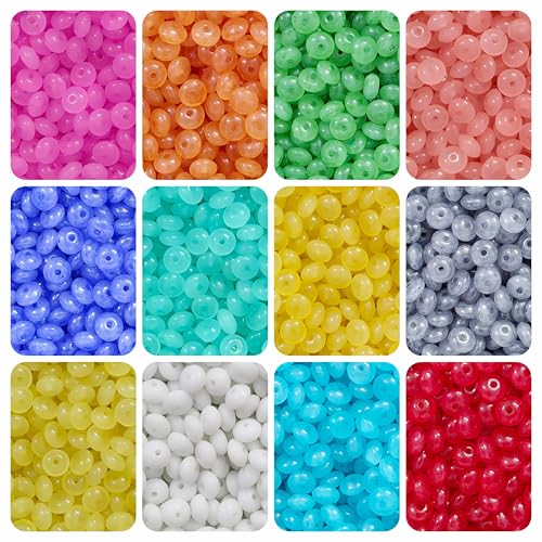 Image of 480 Pcs Disk Shaped Glass Beads for Jewellery Making Kit - Glass Beads for Bracelet Making Kit - Bead Craft - 8 * 4mm