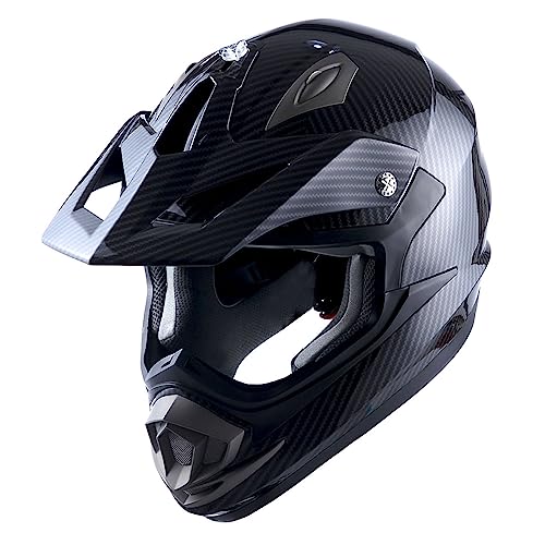 1Storm Adult Motocross Helmet Off Road MX BMX ATV Dirt Bike Mechanic HGXP14B Carbon Fiber Black