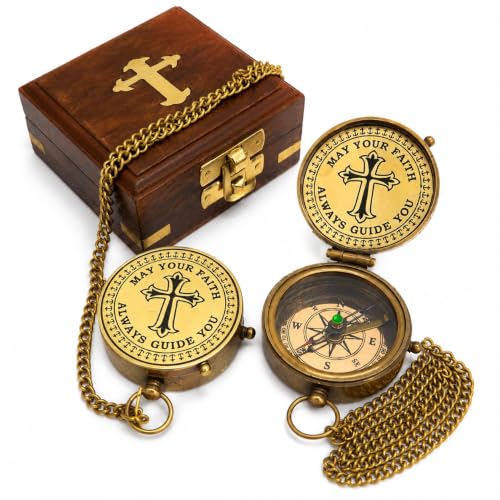 Brújula de reloj de sol grabada con caja de madera de palisandro miniatura 1