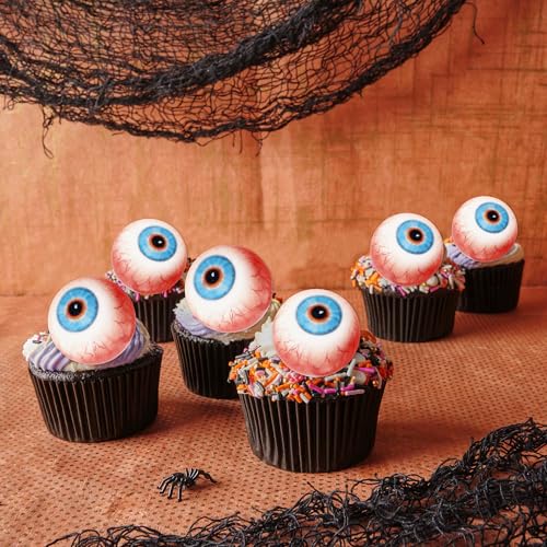 Blumomon 40pcs Edible Horror Cupcake Toppers - Eyeball Cake Decoration Picks for Halloween & Baby Shower Parties - Image 4