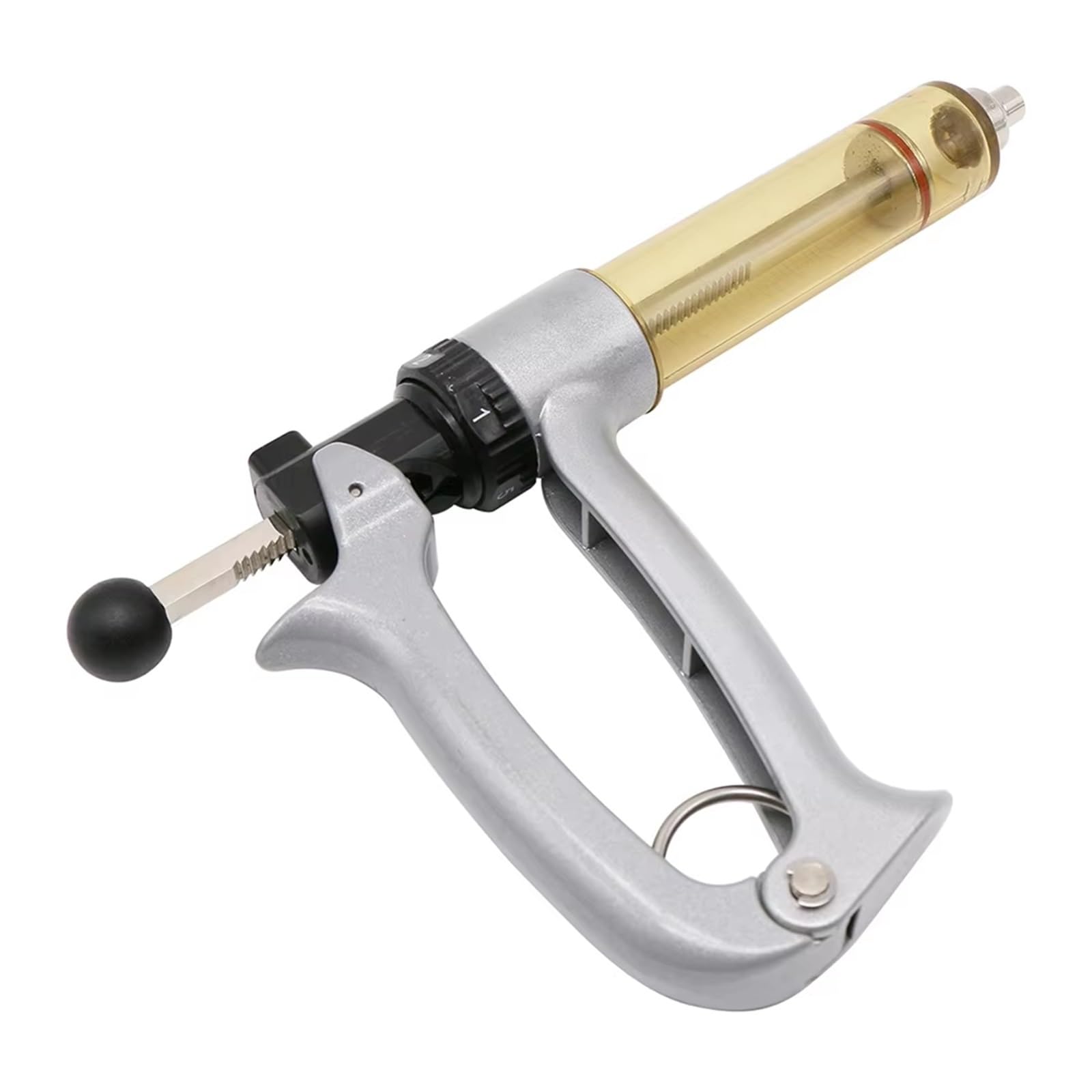 Dispositivo Veterinario per Somministrazione 1Pc 25/50ml Argenteo Regolabile Iniettore di Vaccino Semi-Automatico Iniezione Animale Medicina Alimentatore Attrezzature Veterinarie