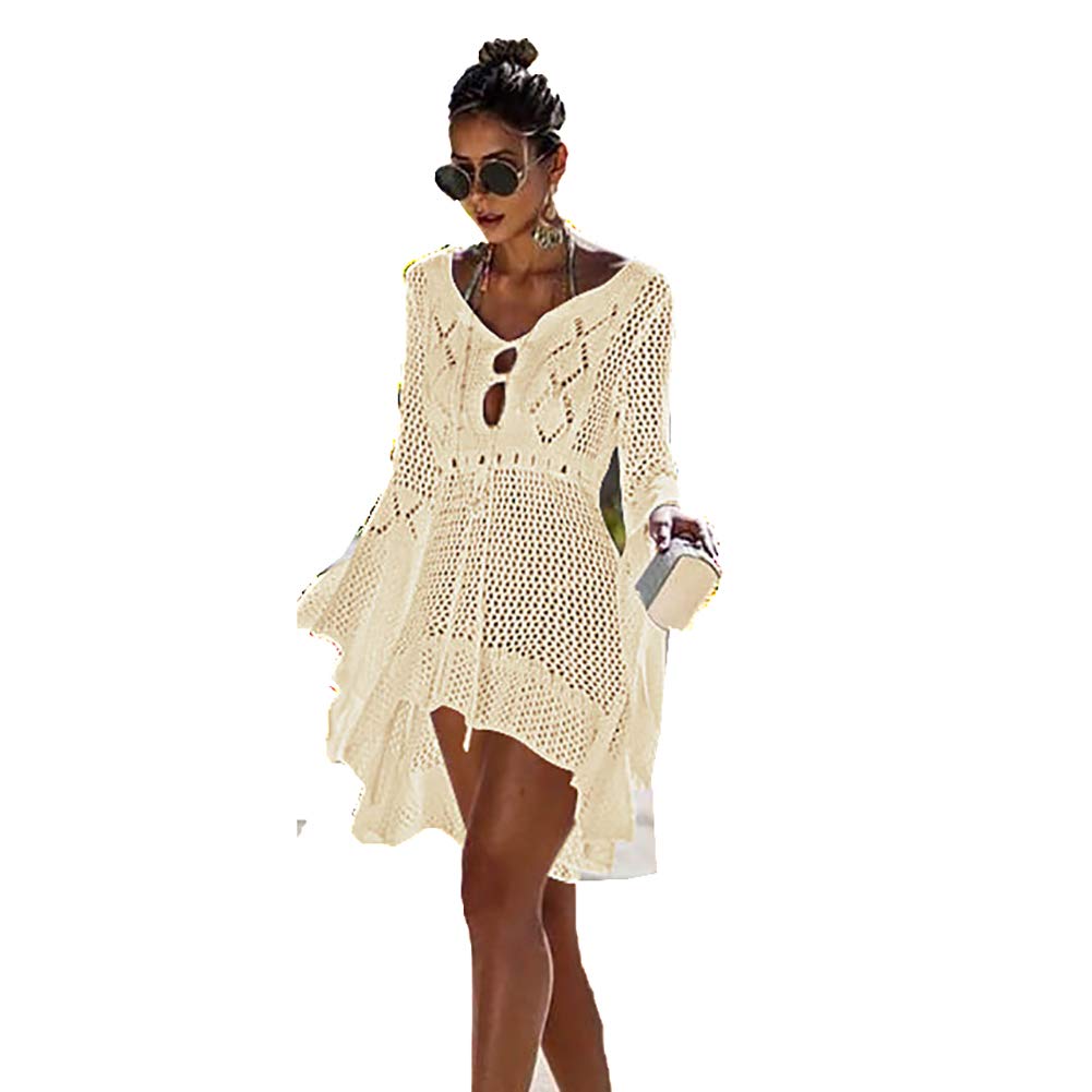 Women’s Sunscreen Bathing Suits Cover ups Lace Crochet Bikini Dresses Beachwear Hollow Out