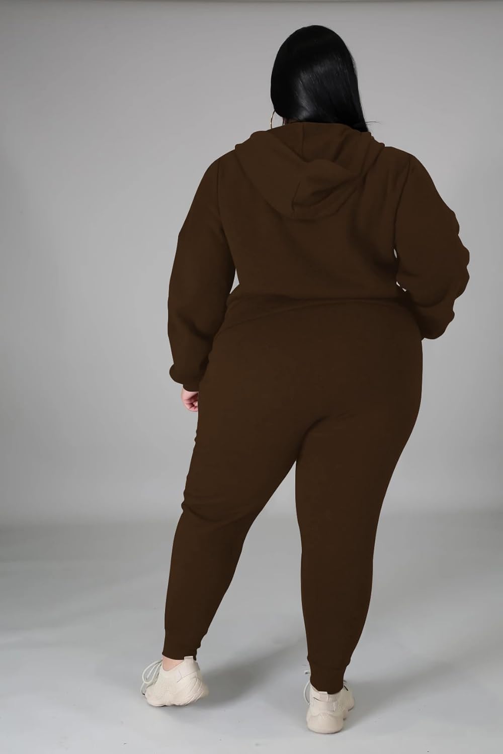 YeGine Womens Plus Size Two Piece Outfits Sweatsuits Casual Long Sleeve Set With Pockets - Image 2