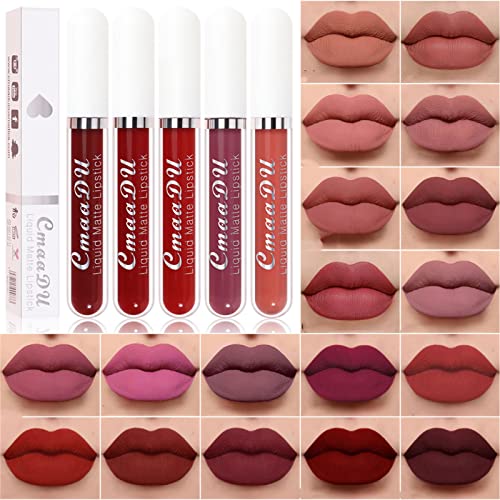 RapStart 18 Colors Matte Liquid Lipstick, 1Pcs Lip Stain Matte Lipstick Lip Makeup 24 Hour Long Lasting Waterproof Dark Red Matte Lip Gloss Matt Liquid Lippies, Makeup Gift for Women Girl (01#)