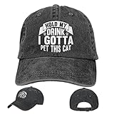 Hold My Drink i got pet This cat Baseball Cap Funny Dad hat Adjustable Vintage Washed Cotton for Men...