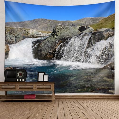 Paysage naturel de montagne en tapisserie pour salon apaisant