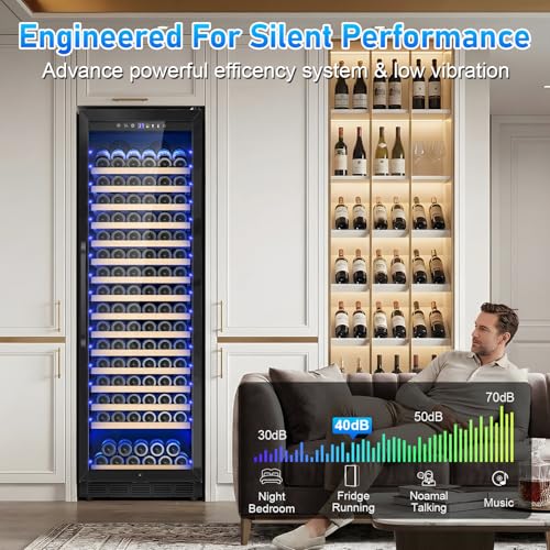 Image of Velivi 24 inch Wine Cooler Refrigerator Freestanding for 176 Bottles, Black